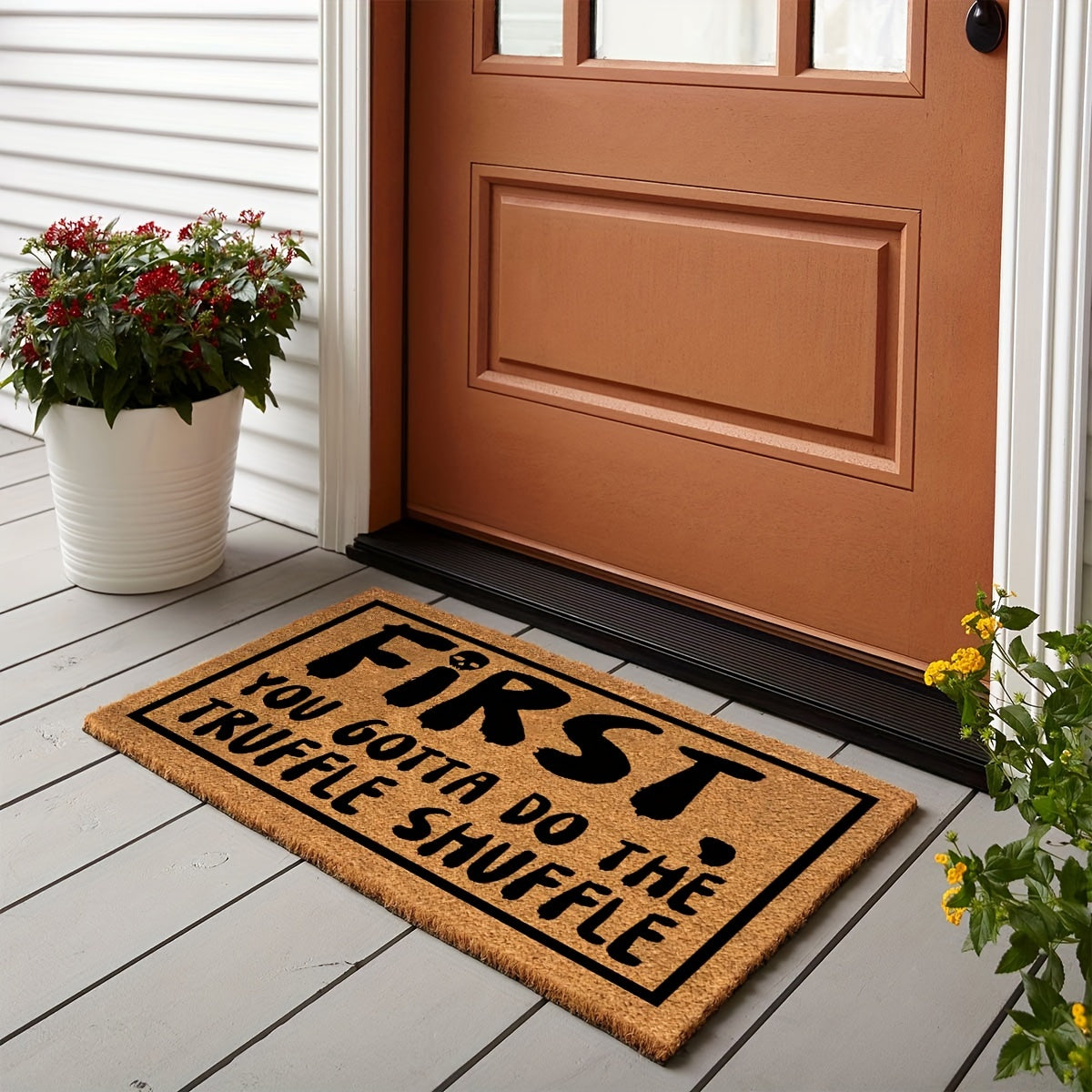 Coir Doormat Funny Truffle Shuffle Welcome Mat Natural Coconut Front Door Mat for Entryway Porch Outdoor Indoor 23.6x15.7 Inch