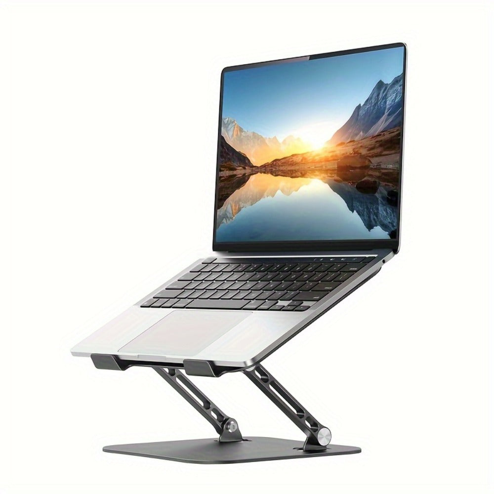 Foldable Laptop Stand with Vented Metal Tray, Dual-Hinge Riser and Three 10-16.5 Inch Source Options