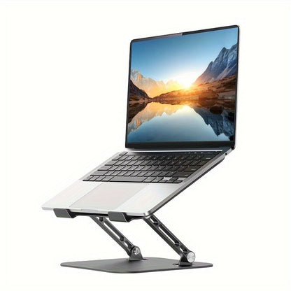 Foldable Laptop Stand with Vented Metal Tray, Dual-Hinge Riser and Three 10-16.5 Inch Source Options