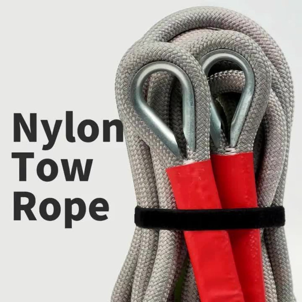 Heavy Duty Tow Rope & Hook Set 16FT – Off-Road Recovery Tow Strap with 2 Steel U-Hooks for SUV, Truck & 4x4 Vehicle Rescue