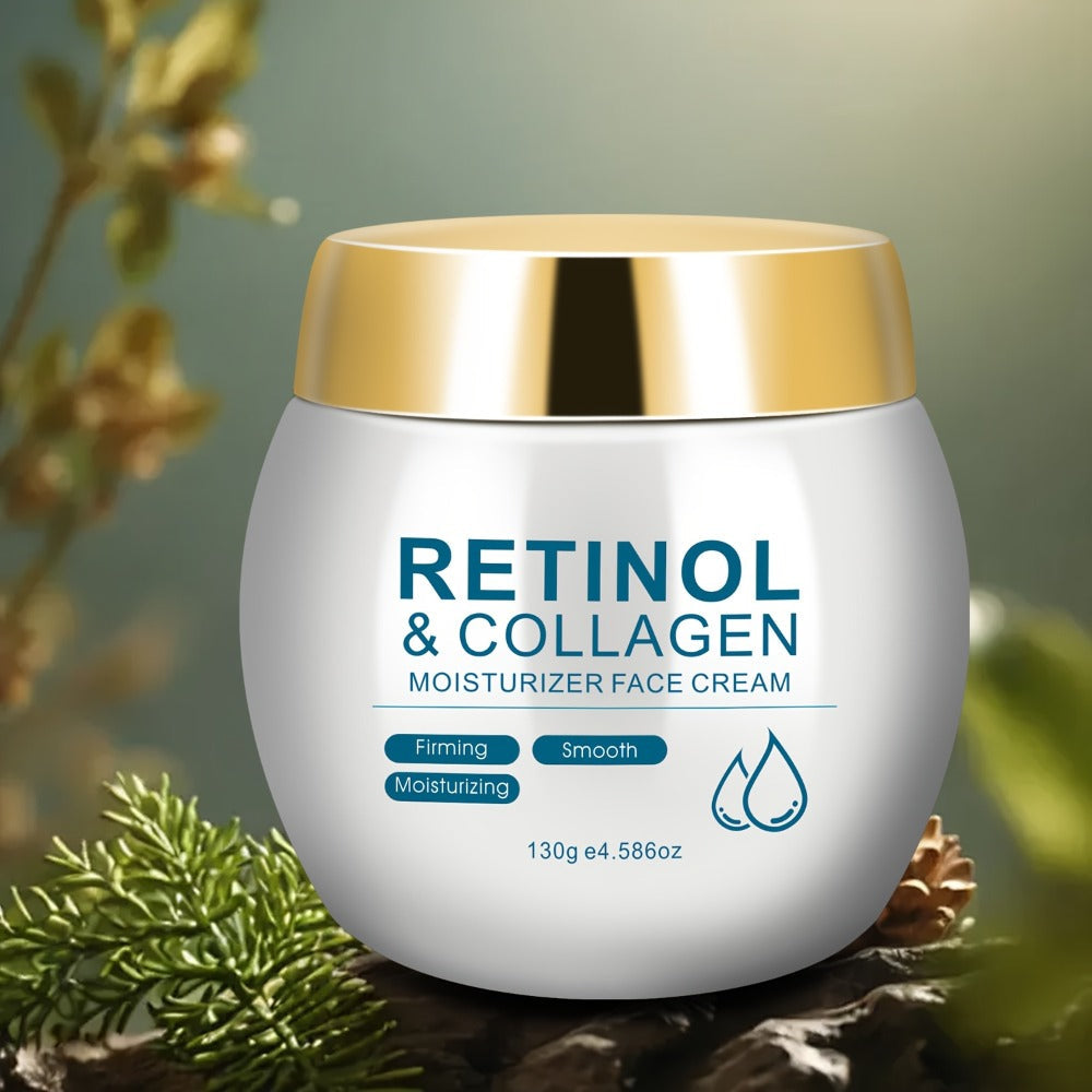 Face Cream Retinol Collagen 130g Jar or Face-and-Neck Cream Duo with Hyaluronic Acid and Vitamin E
