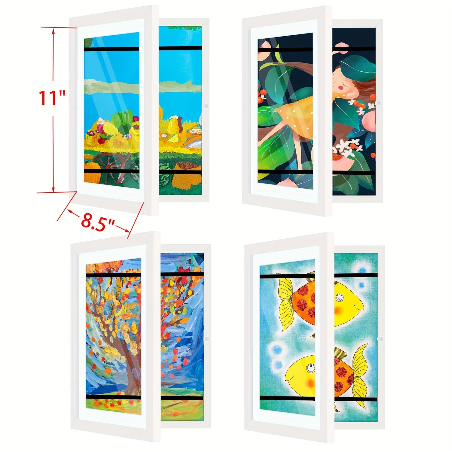 Kids Art Frame Changeable Front-Opening Display, Children Artwork Picture Frame for 8.5x11 & 10x12.5 Drawings