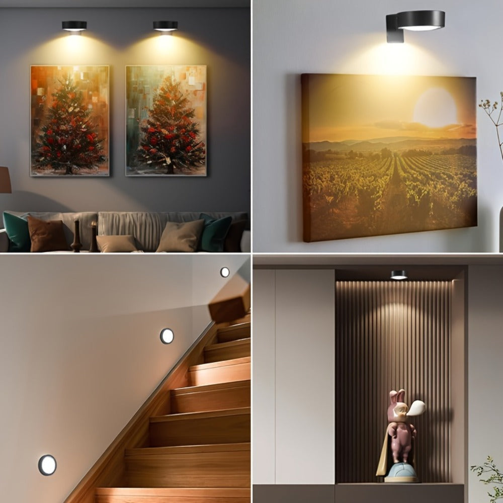 Battery Operated Picture Lights 3-Pack, Magnetic Painting Light with Remote & Timer, 3 Lighting Modes Dimmable Wireless Wall Puck Lights