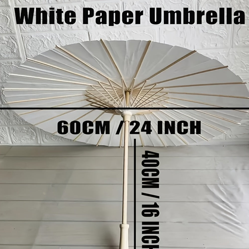 White Paper Parasol Umbrella 23", Wedding, Party & Photography Photobooth Props (10 or 20 PCS)
