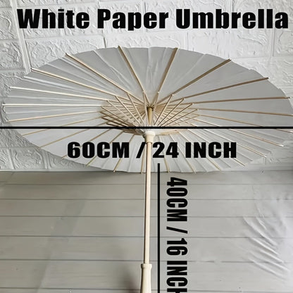 White Paper Parasol Umbrella 23", Wedding, Party & Photography Photobooth Props (10 or 20 PCS)