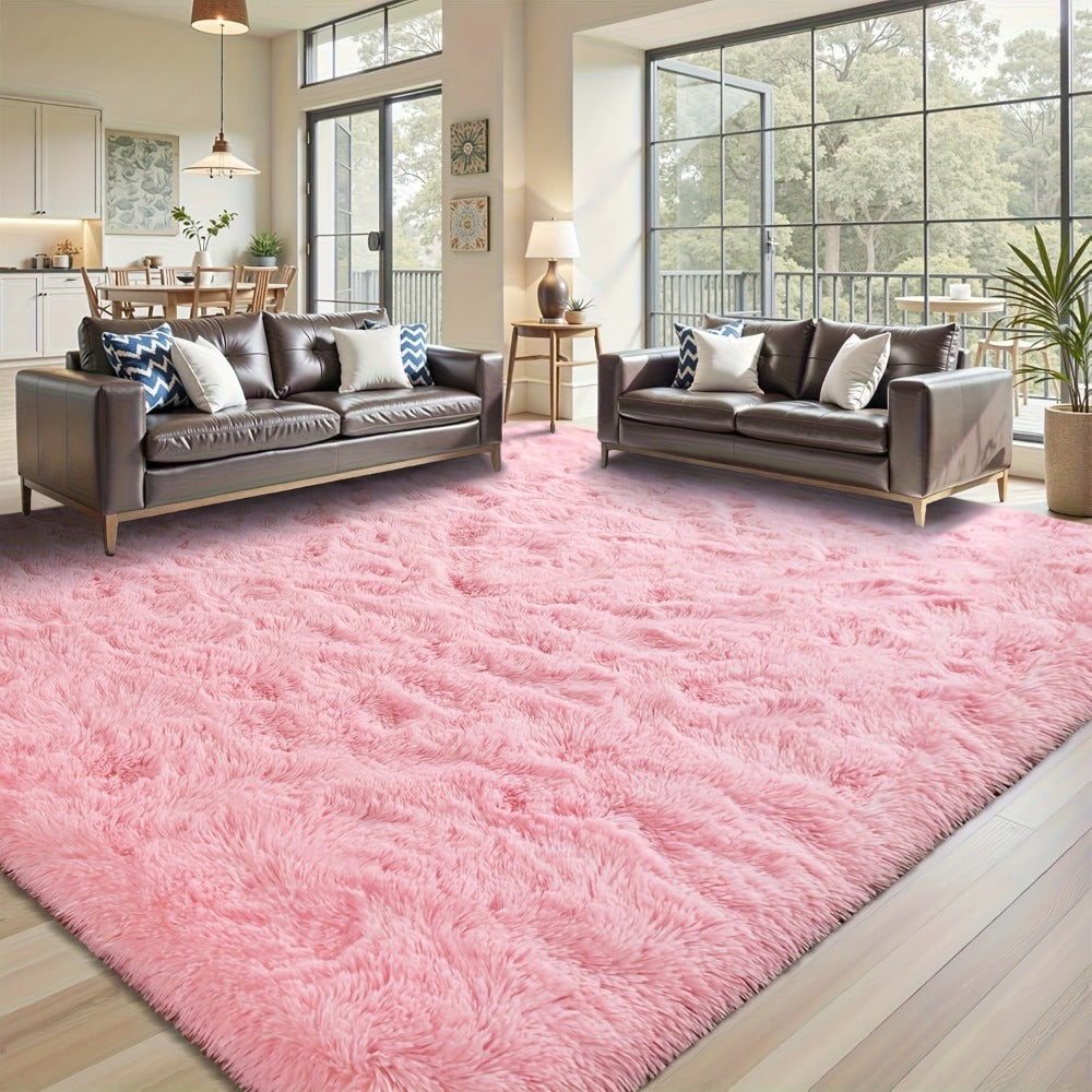 Rectangular Shaggy Area Rug with Nine Color Labels and 3 x 5-Foot to 8 x 10-Foot Size Options