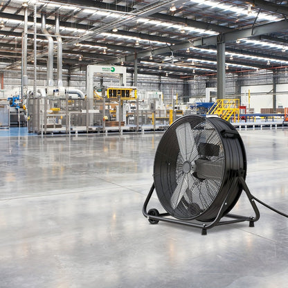 Industrial Drum Fan High Velocity Floor Fan 24 30 Inch, 3-Speed Metal Air Circulator 360 Tilt Casters ETL Listed