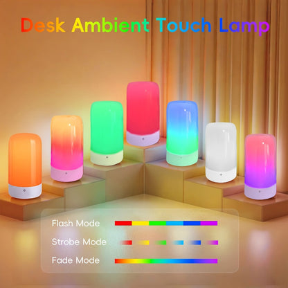 RGB Night Light Touch Control Bedside Lamp 13 Colors 3-Level Dimming LED Desk Lamp for Entryways, Bedrooms and Living Spaces