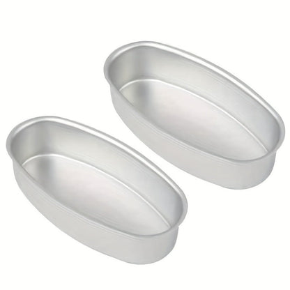 Nonstick Oval Cheese Bread Pan Set of 2, Aluminum Baking Pan for Bread, Cake and Meat, Oven Safe Loaf Mold for Home and Bakery