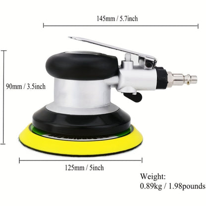 Pneumatic Random Orbit Sander 5-Inch & 6-Inch 12000RPM Dual Action Air Palm Sander for Car Paint Care Rust Removal Polishing Waxing