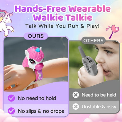 Unicorn Walkie Talkies for Kids 2 Pack, Glow in the Dark, Long Range 2-Way Radio Toy for Boys & Girls Ages 3-12