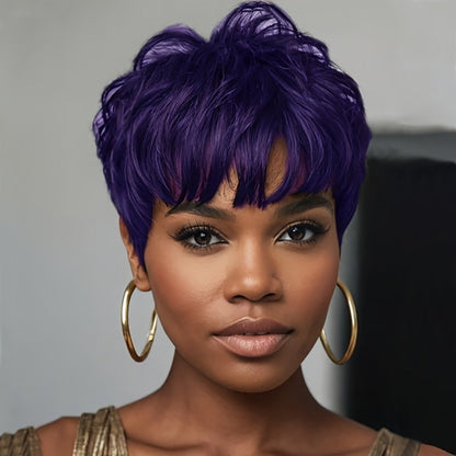 Synthetic Wig 4-Inch Short Body Waves with Full Bangs in Eight Color Options for Costume Looks