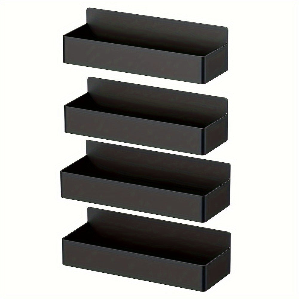 Magnetic Refrigerator Spice Rack Trays in Black or White with Two- or Four-Piece Set Options