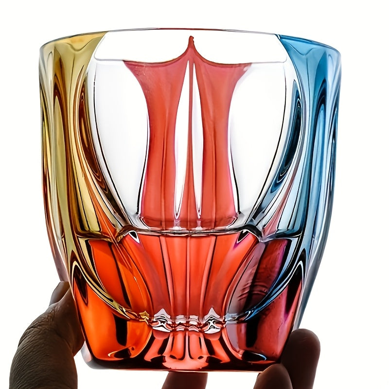 Hand-Painted Crystal Wine Glass 150ml – Czech Crystal Three-Color Luxury Short Cup for Red Wine & Whiskey – Artistic Decorative Glassware