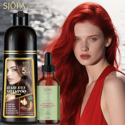 Glycerin Hair Color Shampoo Gift Set with Rosemary Oil, 5-in-1 Color & Care Formula 16.91oz, Gentle Non-Irritating Gray Coverage