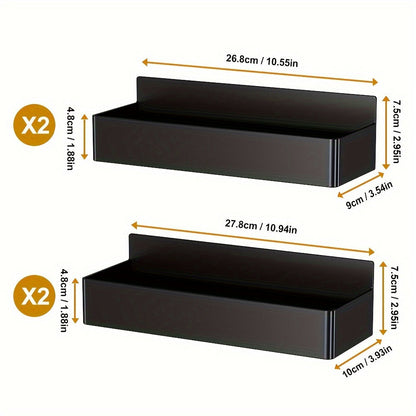 Magnetic Refrigerator Spice Rack Trays in Black or White with Two- or Four-Piece Set Options