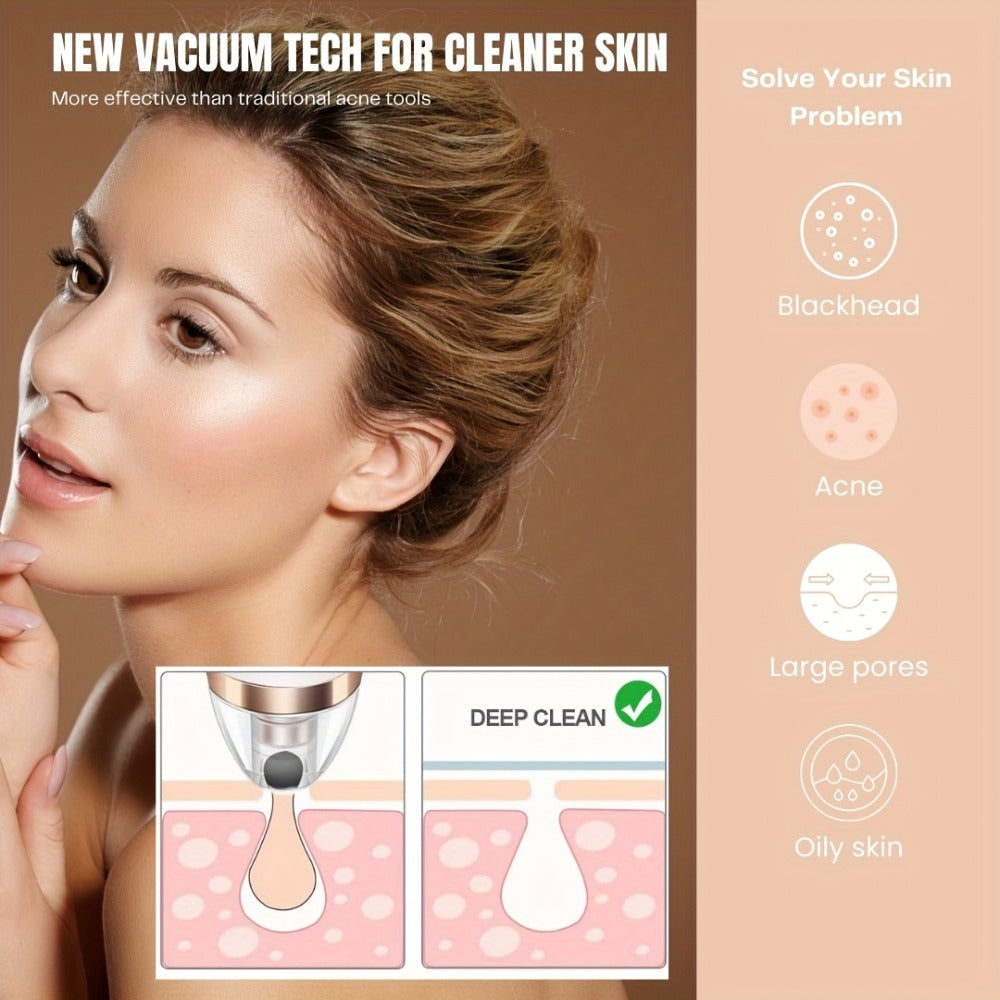 Blackhead Remover Vacuum Pore Cleaner 5 Adjustable Suction Levels - 4 Probe Heads 600mAh for Bath Time, Home Spa and Personal Care