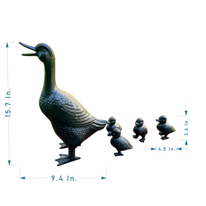 Garden Duck Statue Cast Iron Outdoor Lawn Ornament Rustic Farmhouse Metal Sculpture Mother Duck Ducklings Yard Decor Multiple Styles