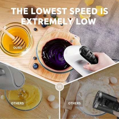 Electric Hand Mixer 6-Speed with Turbo, 5 Stainless Steel Attachments, Snap-On Storage Case, Handheld Mixer for Whipping