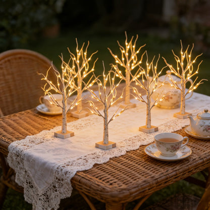 LED Illuminated Birch Tree Decoration, Battery-Powered White Glowing Birch Trees for Wedding, Home