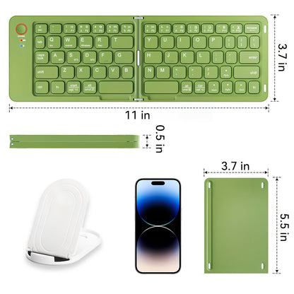 Double-Fold Pocket Bluetooth Keyboard Rechargeable Ultra- Travel Wireless Keyboard Compatible for an Everyday Personal Care Routine