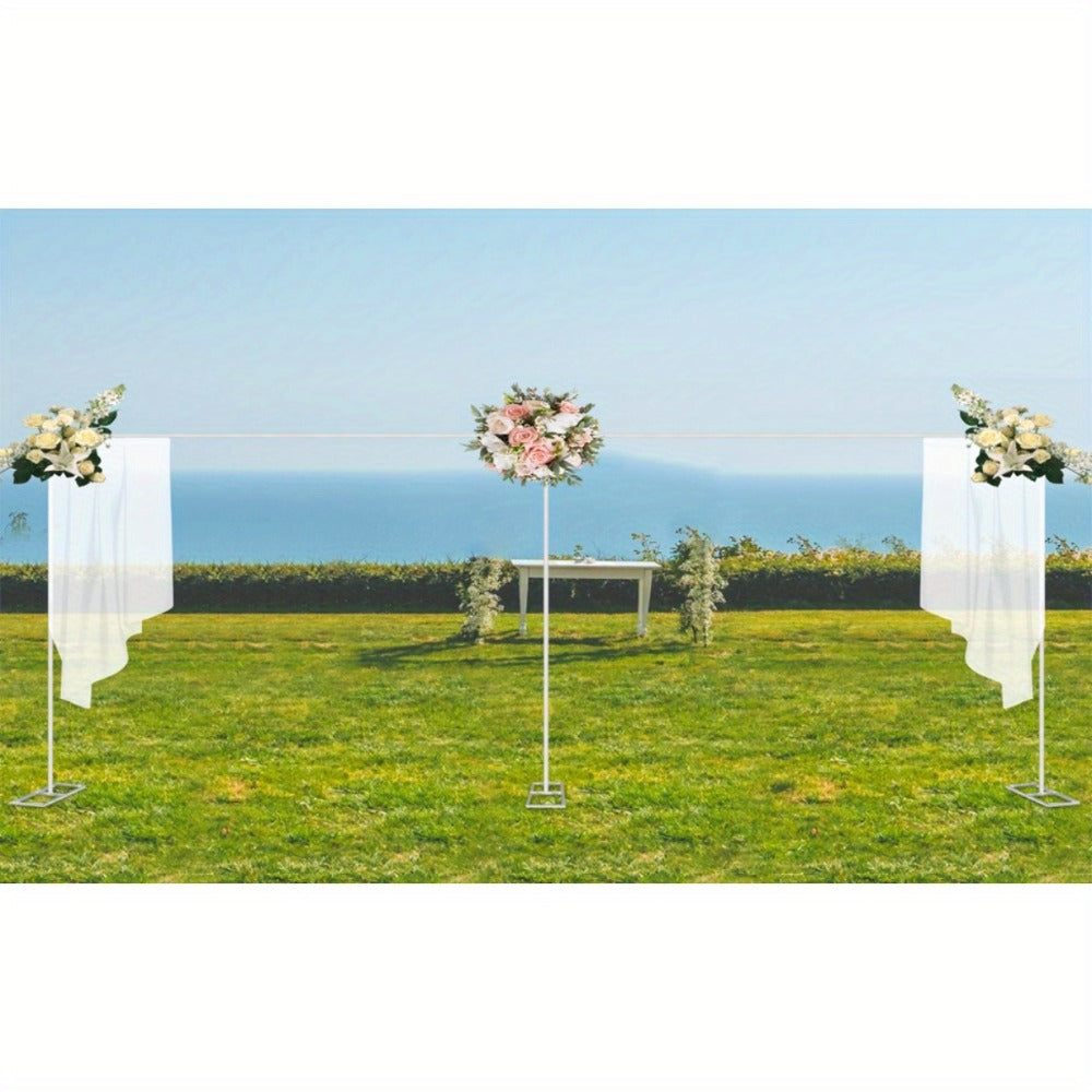 Backdrop Stand 20 x 10-Foot Stainless Pipe-and-Drape Frame with Three Square Bases and 15-Pole Kit