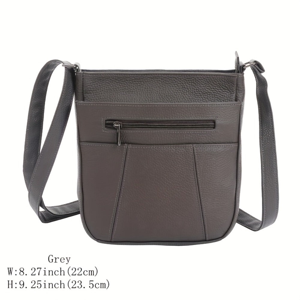 Genuine Leather Messenger Bag for Men Women Anti-Theft Zipper Multi-Pocket Shoulder Crossbody Bag Laptop Organizer Spacious Handbag Purse