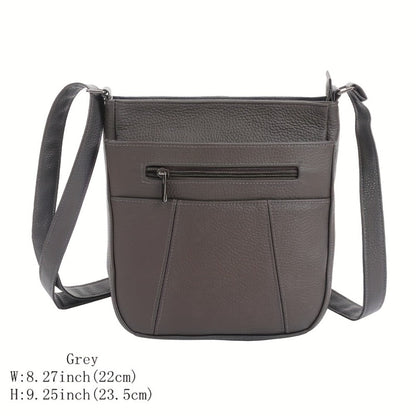 Genuine Leather Messenger Bag for Men Women Anti-Theft Zipper Multi-Pocket Shoulder Crossbody Bag Laptop Organizer Spacious Handbag Purse