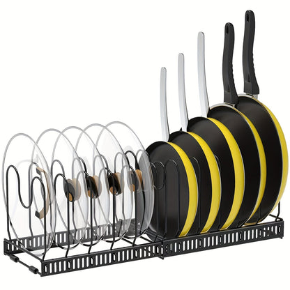 Dish Rack Kitchen Organizer Metal Plate-Slot Countertop Stand with Gold-Tone Accents in Black or White