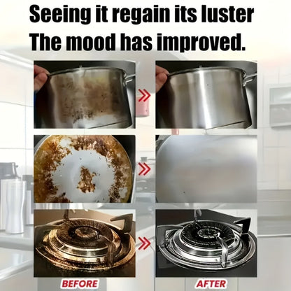 Calcium Carbonate Metal Cleaner Spray – Oil Stain Remover for Stove Oven Cooktop, Polish & Restoration Formula with Sponge