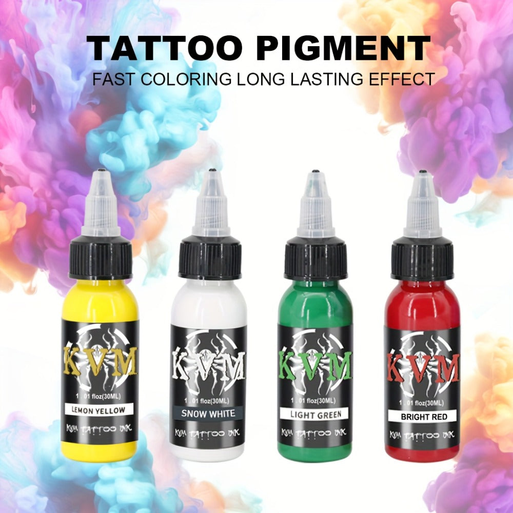 Tattoo Ink 7- or 14-Color Set with 1oz 30ml Bottles and Three Palette Configurations with Item-Specific Color, Capacity and Bottle Choices