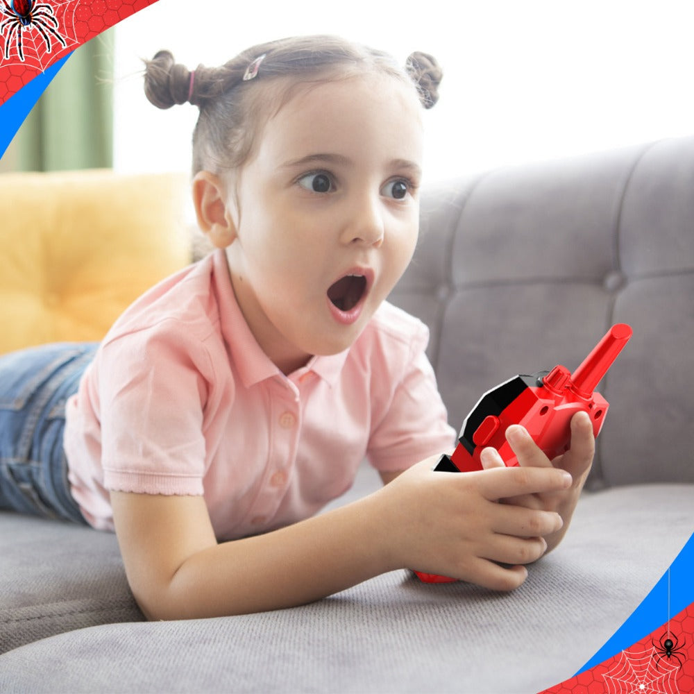 Spider Walkie Talkies for Kids 2-Pack, 2-Way Radio Toy, Grip, Push-to-Talk, Lanyard Hole, Ages 3-12 Boys & Girls