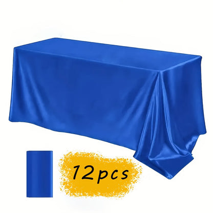 Tablecloth Satin Rectangle Cover 12-Piece Set in 57 x 102-Inch Size and Fourteen Colors for Events