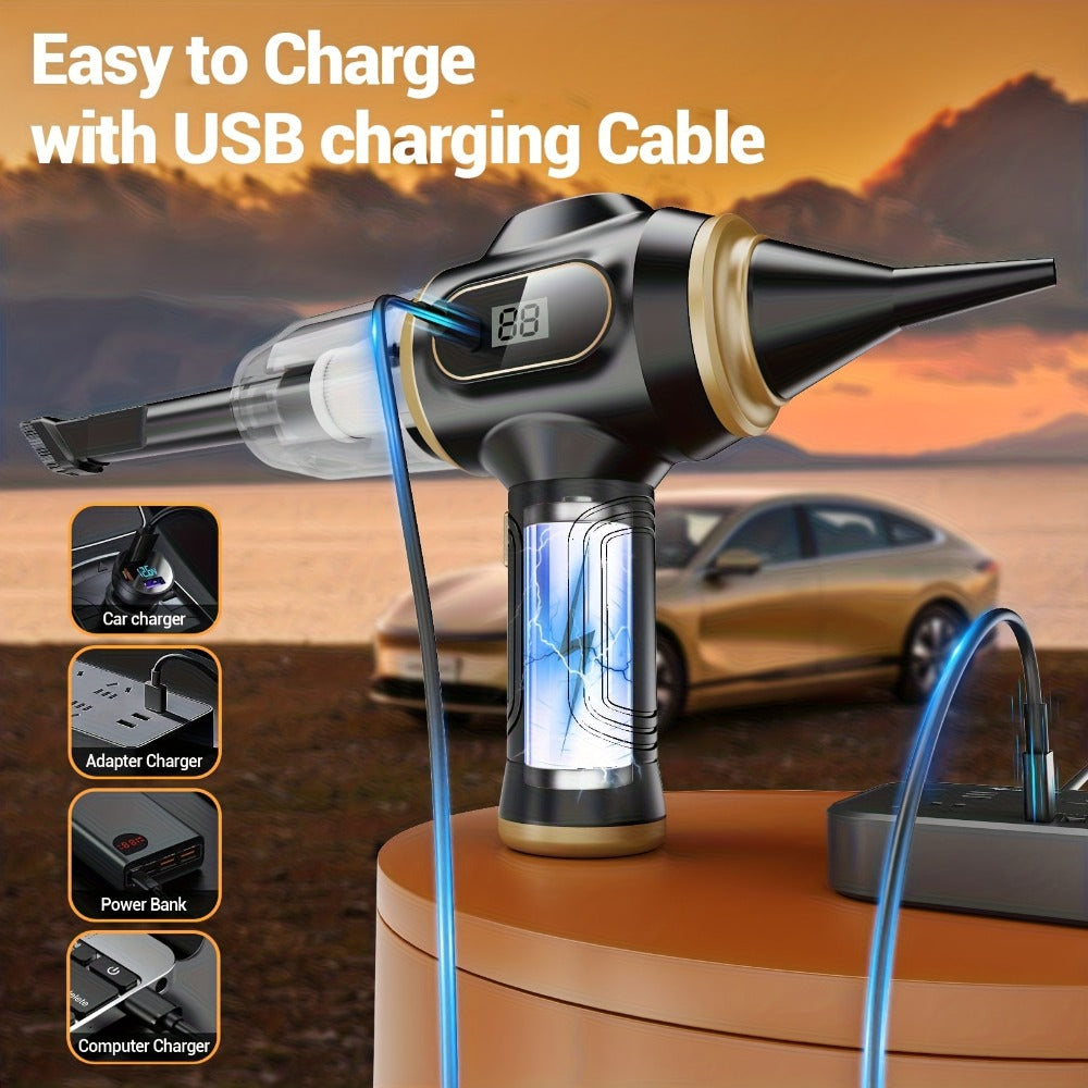 Cordless Handheld Vacuum Cleaner with LCD Display & Multi-Nozzles, 9000Pa Suction 50000RPM HEPA Filter