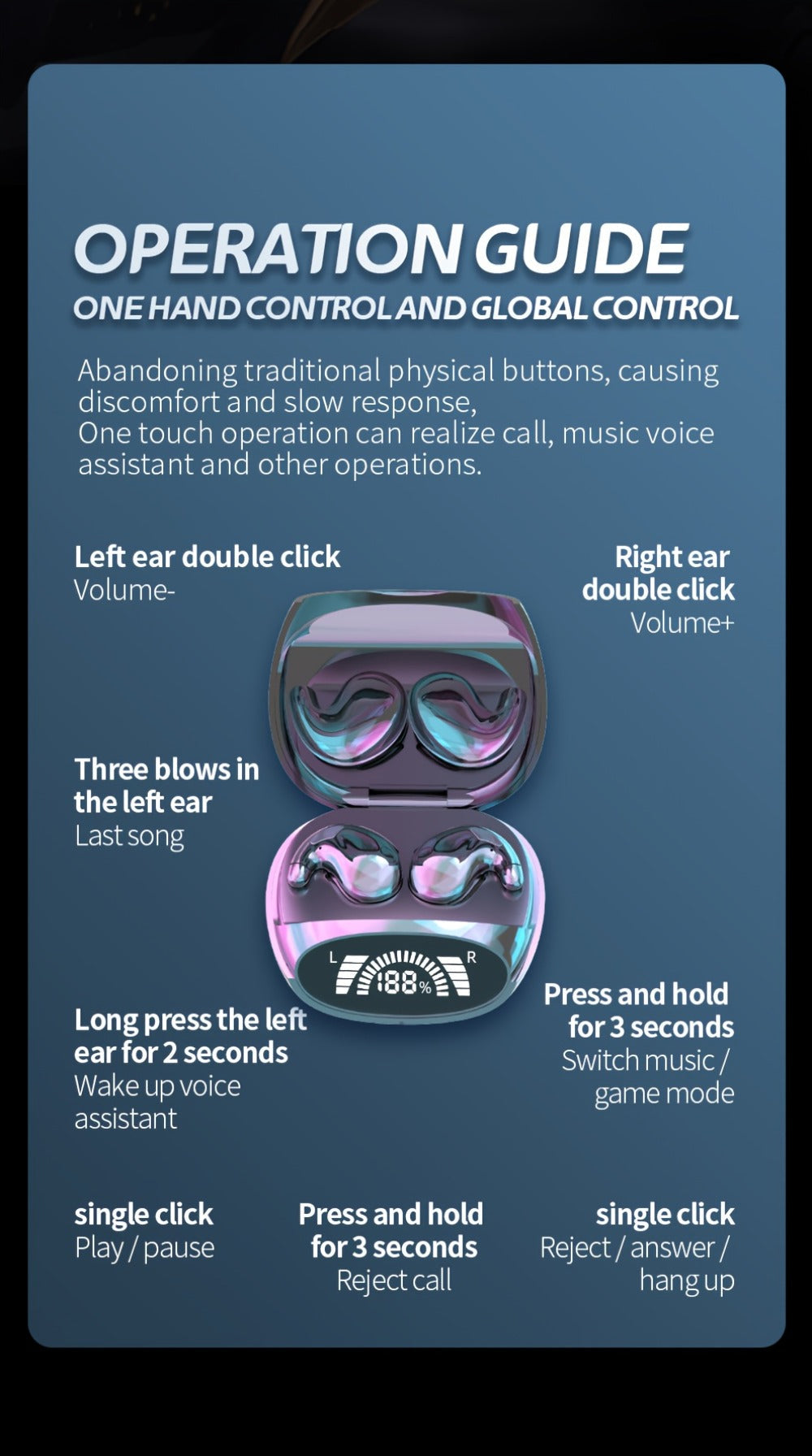 Ultra-Thin Bluetooth 5.3 Sleep Earbuds with Digital Charging Case in Black, Khaki or White