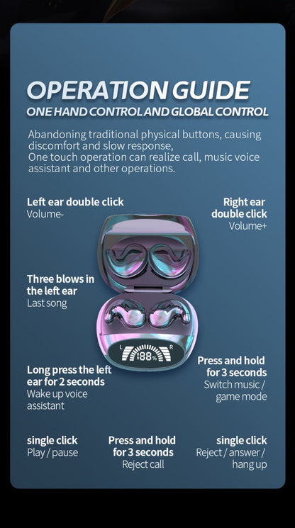 Ultra-Thin Bluetooth 5.3 Sleep Earbuds with Digital Charging Case in Black, Khaki or White