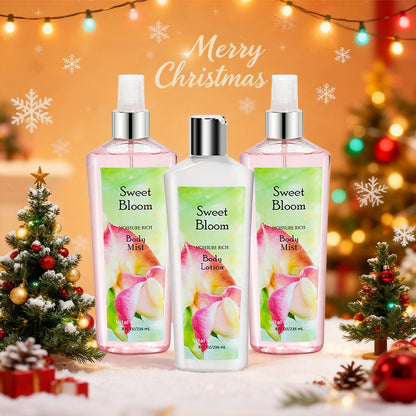 Body Care Gift Set for Women 3pcs, Body Wash, Lotion & Perfume Fragrance Moisturizing Skin Care Kit Sweet