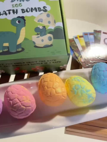 Dinosaur Egg Bath Bombs with Surprise Inside 9 Pack – Kids Fizzy Bath Balls with Hidden Dinosaur Toy