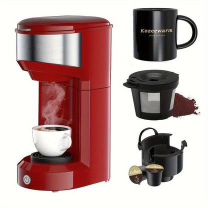 3-in-1 Coffee Machine Single Serve Brewer for K-Cup Pods Ground Coffee and Tea Compact with Reservoir for Kitchen Office Home Dark Blue