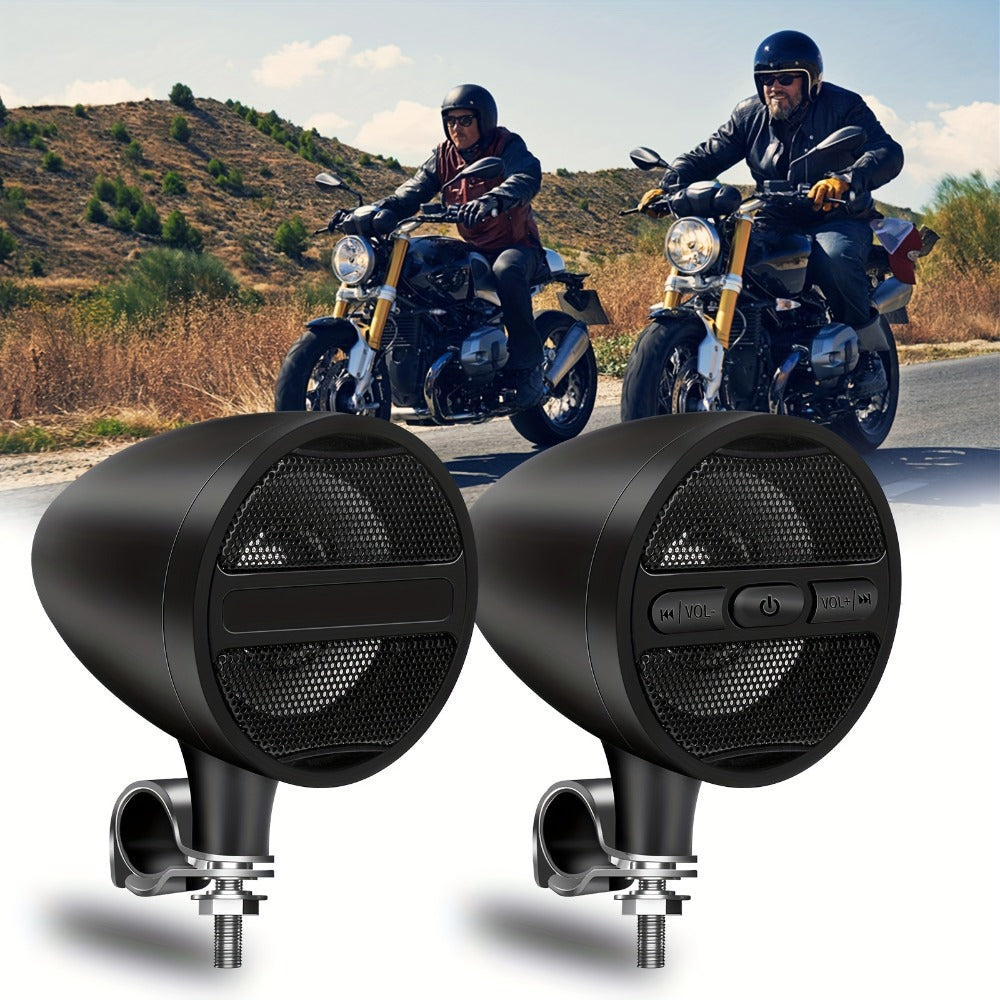 Motorcycle Handlebar Speaker 12V Stereo Audio System with MP3 USB FM Radio Handlebar Mount for Off-Road Dirt Bike ATV Cruiser Waterproof