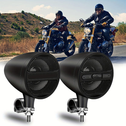 Motorcycle Handlebar Speaker 12V Stereo Audio System with MP3 USB FM Radio Handlebar Mount for Off-Road Dirt Bike ATV Cruiser Waterproof