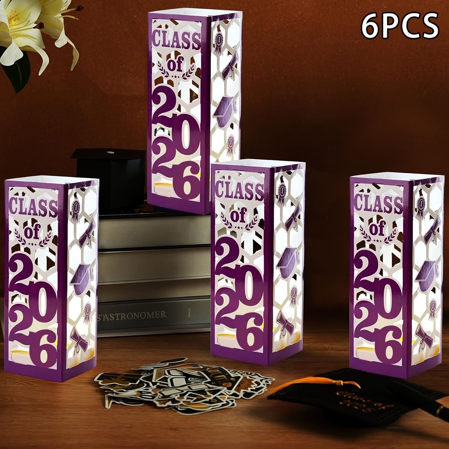 Graduation Centerpiece Set 6pcs Class of 2026 – Decorative Lantern Box Table Decorations for High School & College Graduation Party