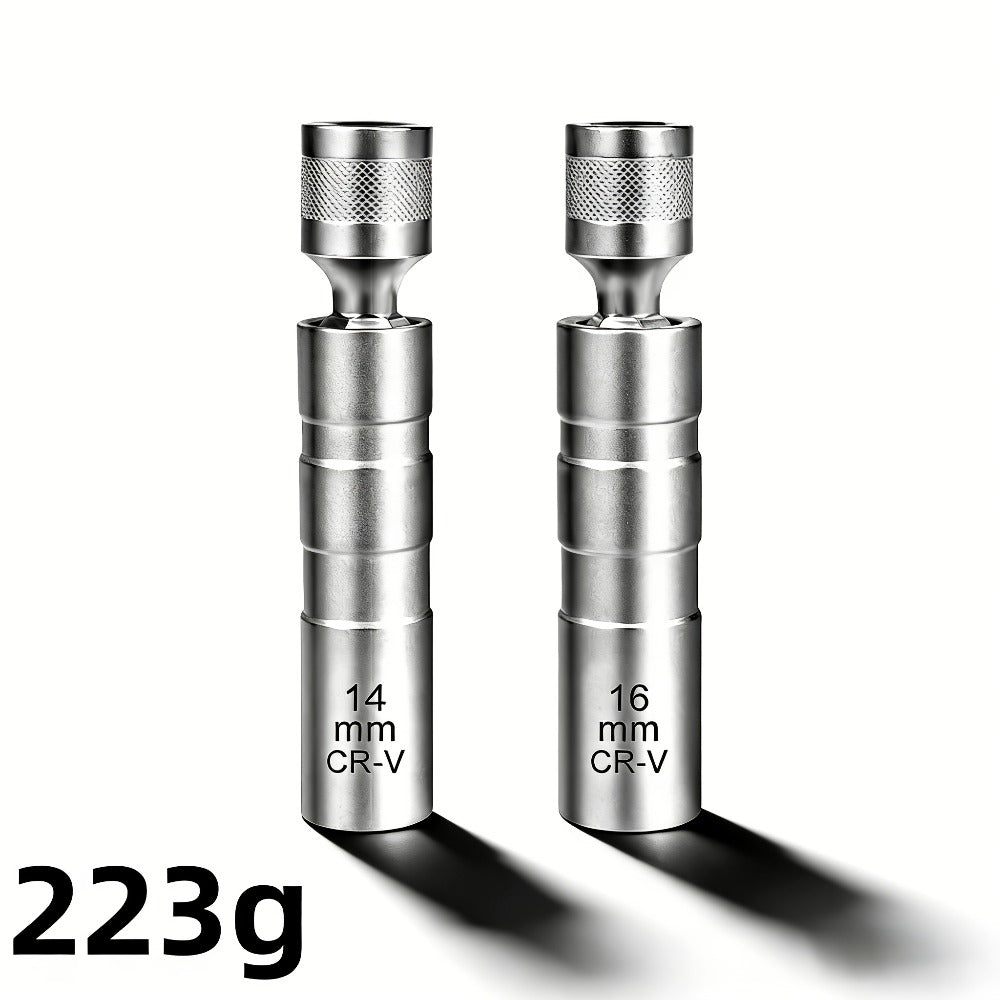 Magnetic Spark Plug Socket Set 14mm 16mm Universal 1/2 Inch Drive Alloy Steel Spark Plug Removal Tool with 3/8 Inch Drive Ratchet Wrench