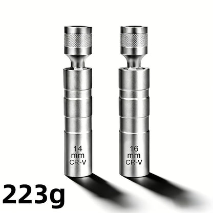 Magnetic Spark Plug Socket Set 14mm 16mm Universal 1/2 Inch Drive Alloy Steel Spark Plug Removal Tool with 3/8 Inch Drive Ratchet Wrench