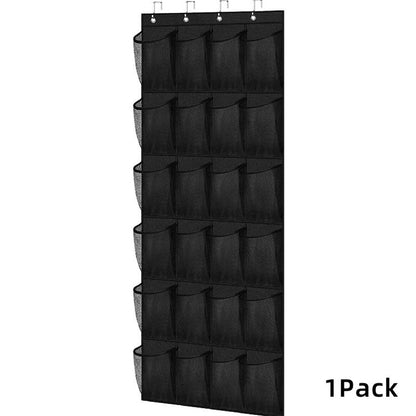 Over Door Shoe Organizer 24 Large Mesh Pockets, Foldable Breathable Hanging Storage Rack for Entryways, Bedrooms and Living Spaces