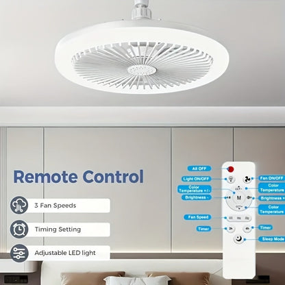 Ceiling Fan Light with Remote Control, Dimmable LED 3000-6500K, 3-Speed Fan, E26 Base, 360° Adjustable Universal Joint, Timed Night Light