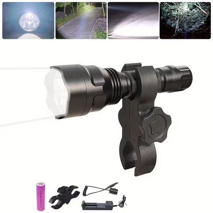 Flashlight Red, Green or White Hunting Light with Remote Switch, 18650 Battery and Mount Options