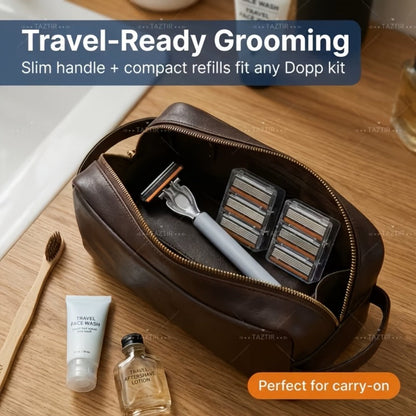 Shaving Kit for Men – 2 Handles & 72 Replacement Blades, Six-Layer Blade System Luxury Razor Set for Beard & Mustache Grooming