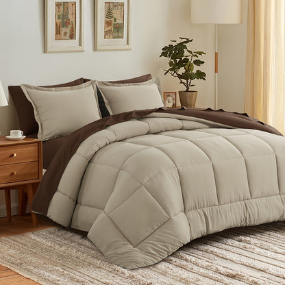 7 Piece Comforter Set Luxury Soft Fluffy Bedding All Season Bed in a Bag with Comforter Fitted Sheet Flat Sheet Pillowcases Hypoallergenic