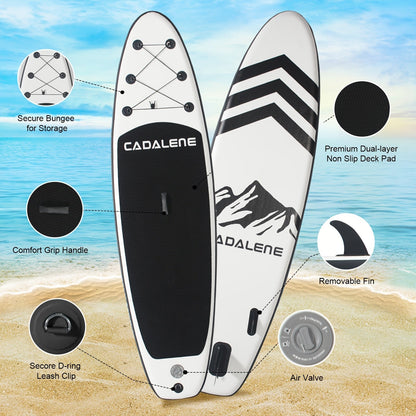 10-Foot by 33-Inch Inflatable Paddle Board Kit with EVA Deck, Three Fins, Paddle, Pump and Backpack